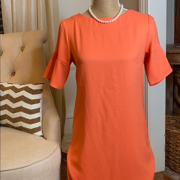 peach shift dress